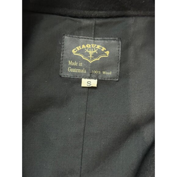 Vtg Chaqueta Size Small Black Wool Embroidered Cropped Jacket Intricate Design - Picture 8 of 14